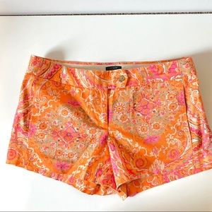 J Crew Orange Pattern Cotton Stretch Shorts